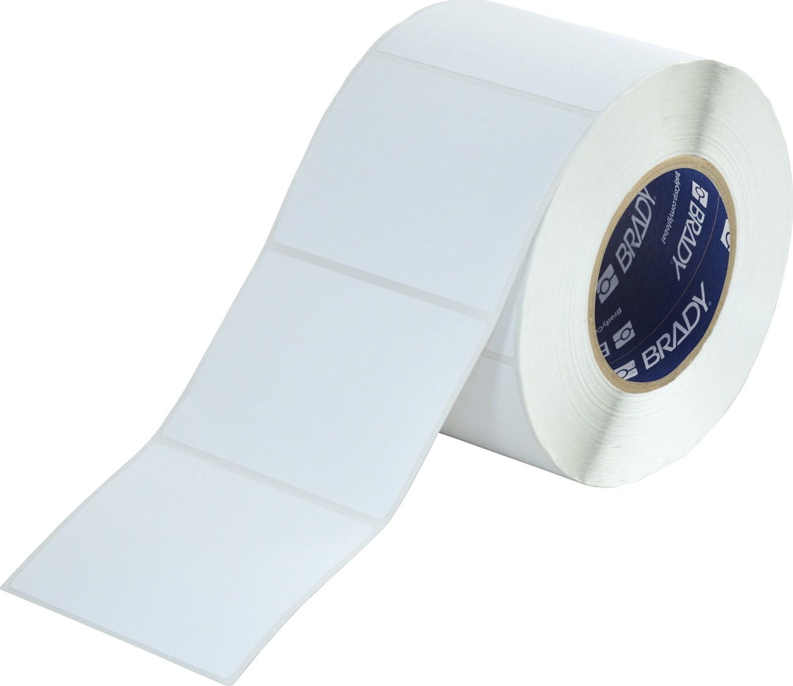 Brady DT-76-813-1 - Direct Thermal Printable Paper Labels, 3' H x 4' W, White, 1000/Roll