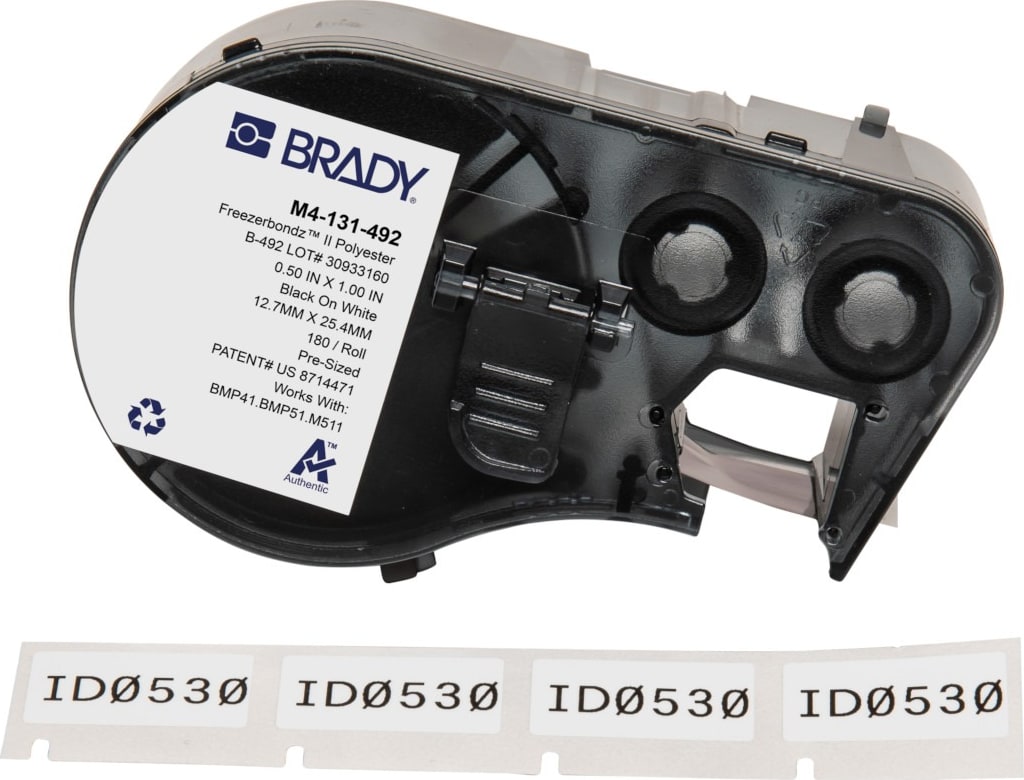 Brady M4-131-492 - Polyester Labels, BMP41 & M5 Printers, 0.5' H x 1' W, FreezerBondz Series