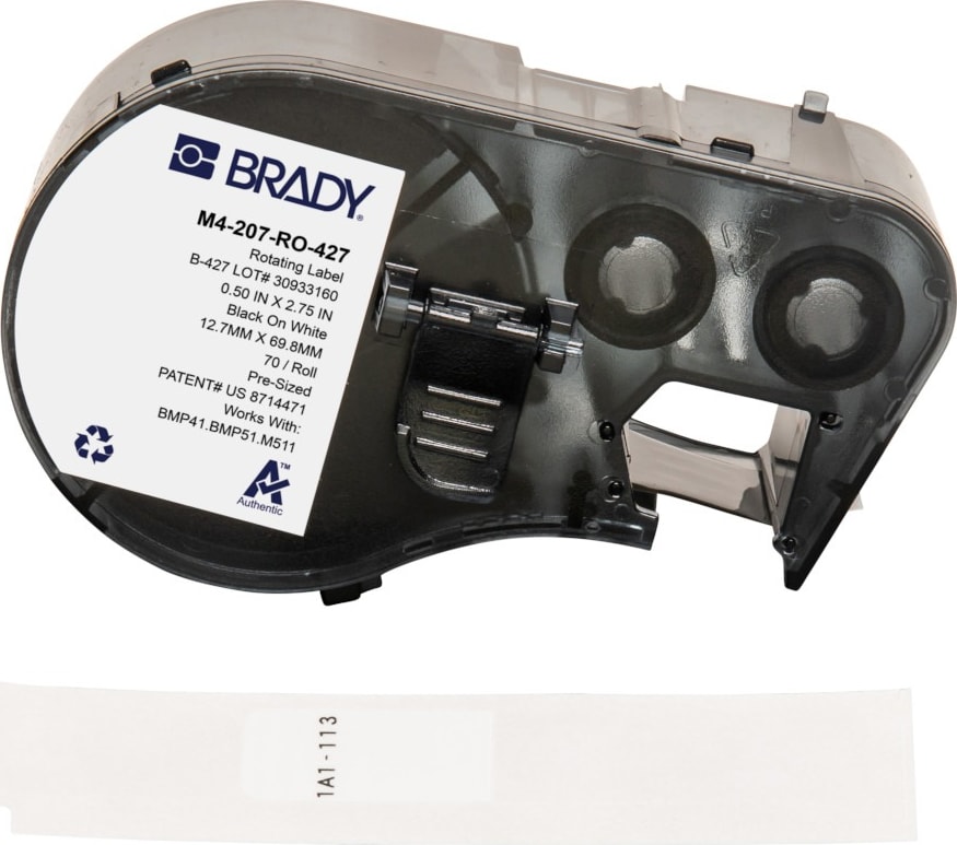 Brady M4-207-RO-427 - Vinyl Labels, Wrap Around, BMP41 & M5 Printers, 2.75' H x .5' W, Black on White