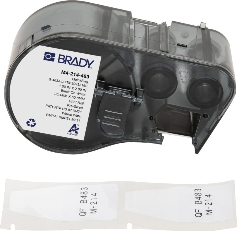 Brady M4-214-483 - Labels, for BMP41 and M5 Printers, 2' H x 1' W, Black on White, QuickFlag Series