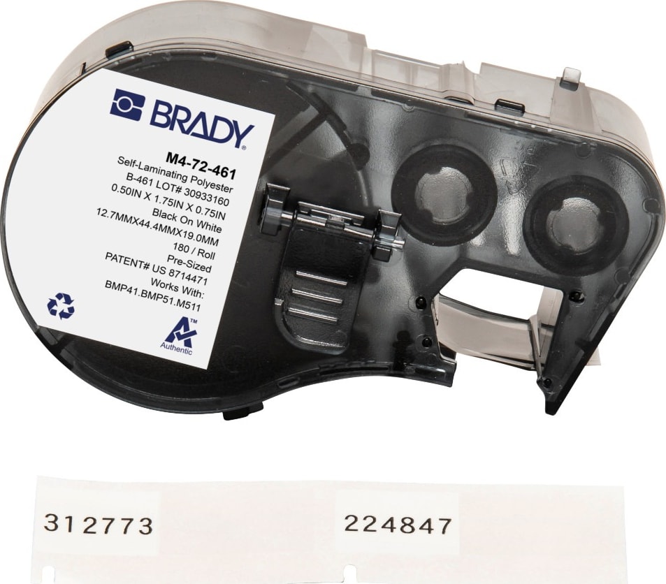 Brady M4-72-461 - Polyester Labels, Cryogenic, BMP41 & M5 Printers, 0.5' H x 1.75' W, Black on White