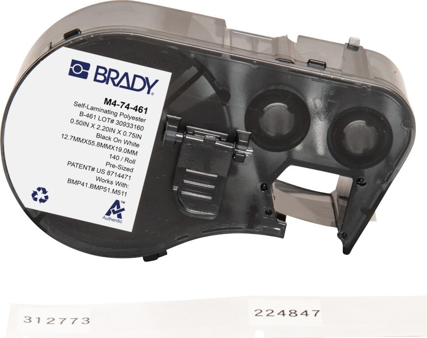Brady M4-74-461 - Polyester Labels, Cryogenic, BMP41 & M5 Printers, 0.5' H x 2.2' W, Black on White