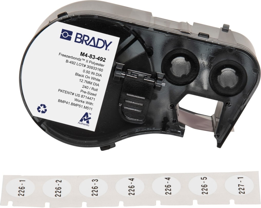 Brady M4-83-492 - Polyester Labels, BMP41 & M5 Printers, 0.5' Dia, FreezerBondz Series