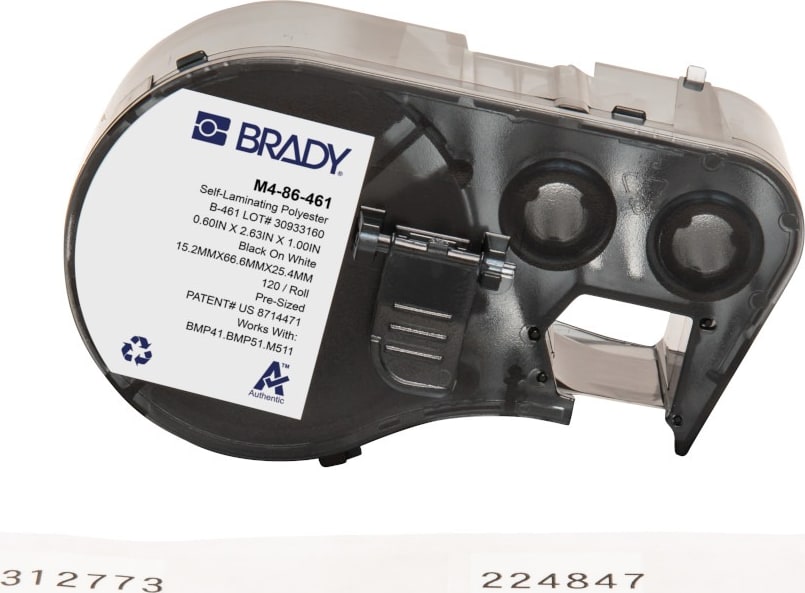 Brady M4-86-461 - Polyester Labels, Cryogenic, BMP41 & M5 Printers, 0.6' H x 2.625' W, Black on White