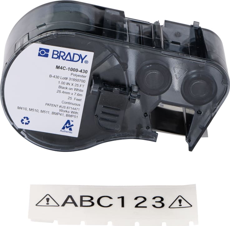 Brady M4C-1000-430 - Harsh Environment Multi-Purpose Labels, Clear, Polyester, 1' W x 25' L