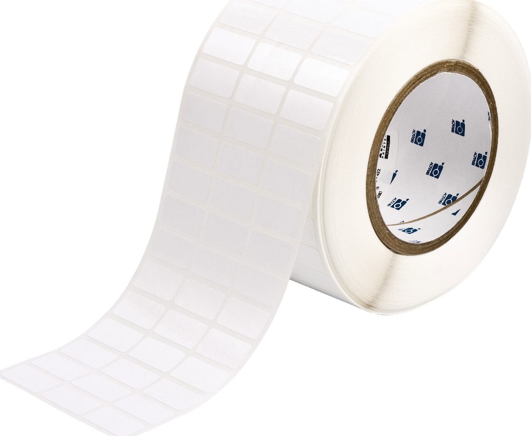 Brady THT-5-473-10 - Electrostatic Dissipative Polyester Labels, 0.5' H x 1' W, White, 10000/Roll