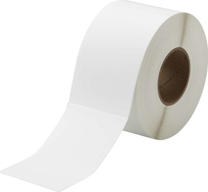 Brady THT-78-402-0.9 - Paper Labels with Acrylic Adhesive, 6.5' H x 4' W, White, 900/Roll