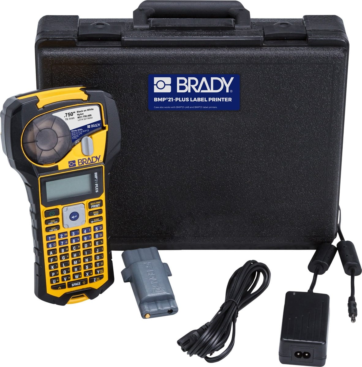 Brady BMP21-PLUS-KIT1 - BMP21-PLUS Printer Kit, Monocolor LCD Screen, ABC Keypad (Yellow, & Gray)