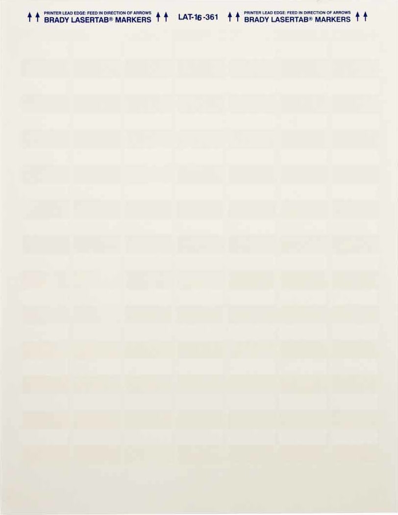 Brady LAT-16-361-1 - LaserTab Series Self-Laminating Polyester Labels, White & Clear, 0.75'H x 1'W, 12 Sheets/Pack