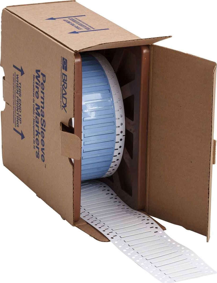 Brady PS-094-2-WT - PermaSleeve Heat Shrink Wire and Cable Labels for 3' Core Printers - 2', White, Single-Sided