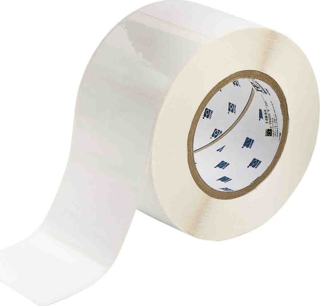 Brady THT-19-483-1 - High Adhesion Polyester w/Rubber Adhesive Labels, 2' H x 3' W, White, 1000/Roll