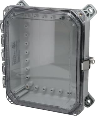 Bud Industries DPH-28723-C - Heavy-Duty Plastic Enclosure w/ Adjustable Panel Height, NEMA 6P, IP68, Clear Hinged Cover