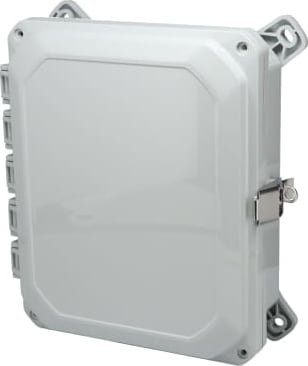 Bud Industries DPH-28723 - Heavy-Duty Plastic Enclosure w/ Adjustable Panel Height, NEMA 6P, IP68, Gray Hinged Cover