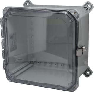 Bud Industries DPH-28725-C - Heavy-Duty Plastic Enclosure w/ Adjustable Panel Height, NEMA 6P, IP68, Clear Hinged Cover