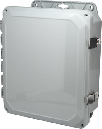 Bud Industries DPH-28727 - Heavy-Duty Plastic Enclosure w/ Adjustable Panel Height, NEMA 6P, IP68, Gray Hinged Cover