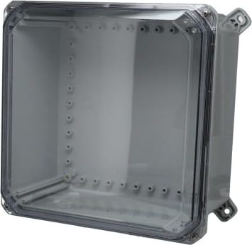 Bud Industries DPH-28728-C - Heavy-Duty Plastic Enclosure w/ Adjustable Panel Height, NEMA 6P, IP68, Clear Hinged Cover