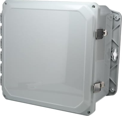 Bud Industries DPH-28728 - Heavy-Duty Plastic Enclosure w/ Adjustable Panel Height, NEMA 6P, IP68, Gray Hinged Cover