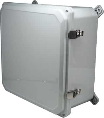 Bud Industries DPH-28729 - Heavy-Duty Plastic Enclosure w/ Adjustable Panel Height, NEMA 6P, IP68, Gray Hinged Cover