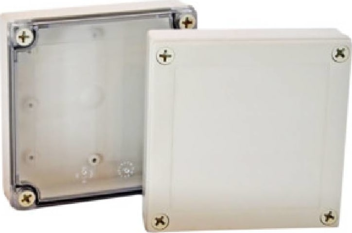 Bud Industries PIP-11772-F - Fiberglass Box w/Captive Screws and Opaque Cover, 7.09 x 7.09 x 2.95 in.