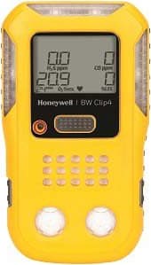 BW BWC4-Y-A Clip4 4-gas detector (O2, LEL, H2S, CO), Australian version Yellow Housing