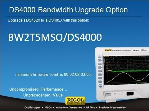 Rigol BW2T5-MSO/DS4000 Bandwidth upgrade from 200MHZ to 500MHZ for MSO/DS402X