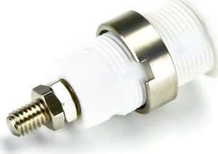 Cal Test CT2236-9 4mm Safety Jack, M4 Stud - Panel, White (50 Pack)