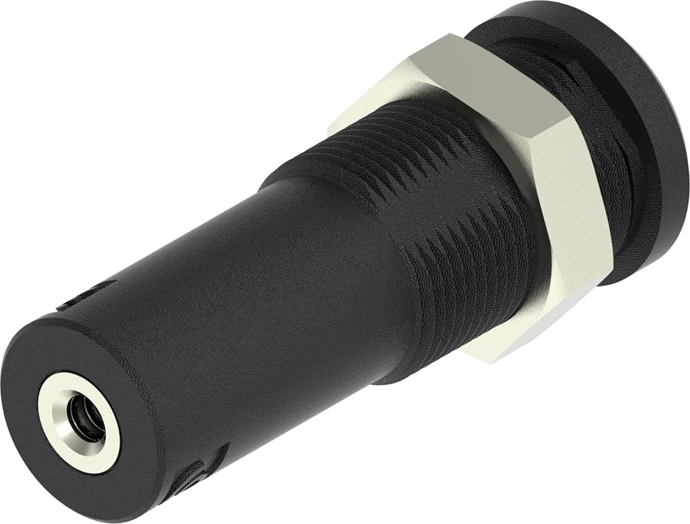 Cal Test CT4406-0 - 4mm Sheathed Banana Jack, Panel Mount, M3 Threaded Hole (Black)