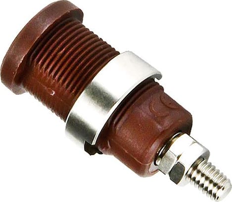 Cal Test CT2236-1 4mm Safety Jack, M4 Stud - Panel, Brown (50 Pack)