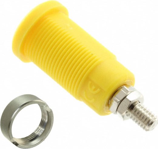 Cal Test CT2236-4 4mm Safety Jack, M4 Stud - Panel, Yellow (50 Pack)