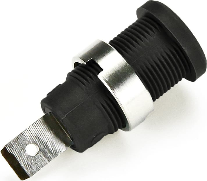 Cal Test CT2238-0 4mm Safety Jack, .25 Faston - Panel, Black (50 Pack)