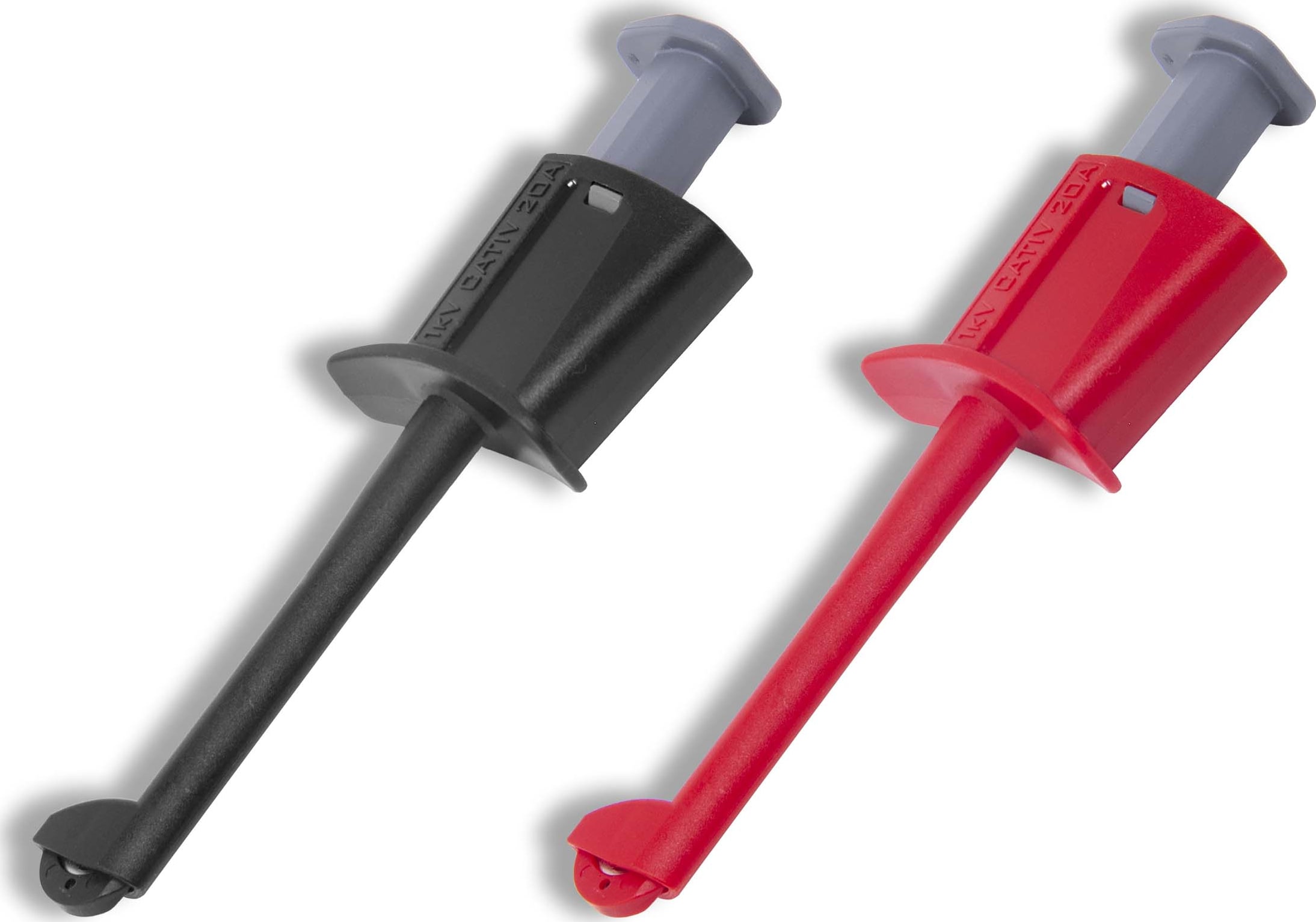 Cal Test CT4379 CAT IV Safety Hook Clip with 4 mm Banana Jack, Black and Red Pair
