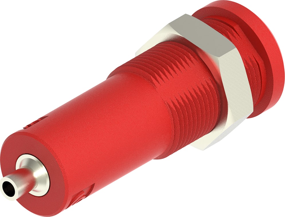 Cal Test CT4006-2 - 4mm Sheathed Banana Jack, Panel Mount, 2mm Solder Cup (Red)