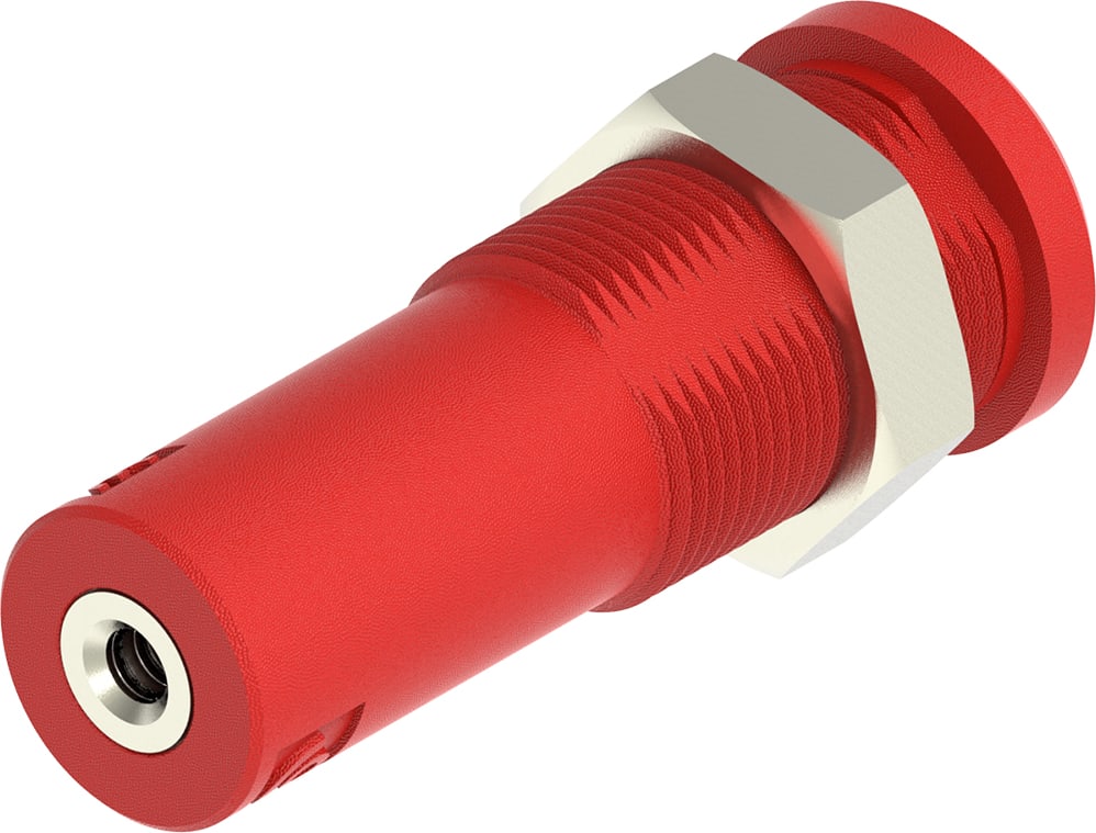 Cal Test CT4406-2 - 4mm Sheathed Banana Jack, Panel Mount, M3 Threaded Hole (Red)