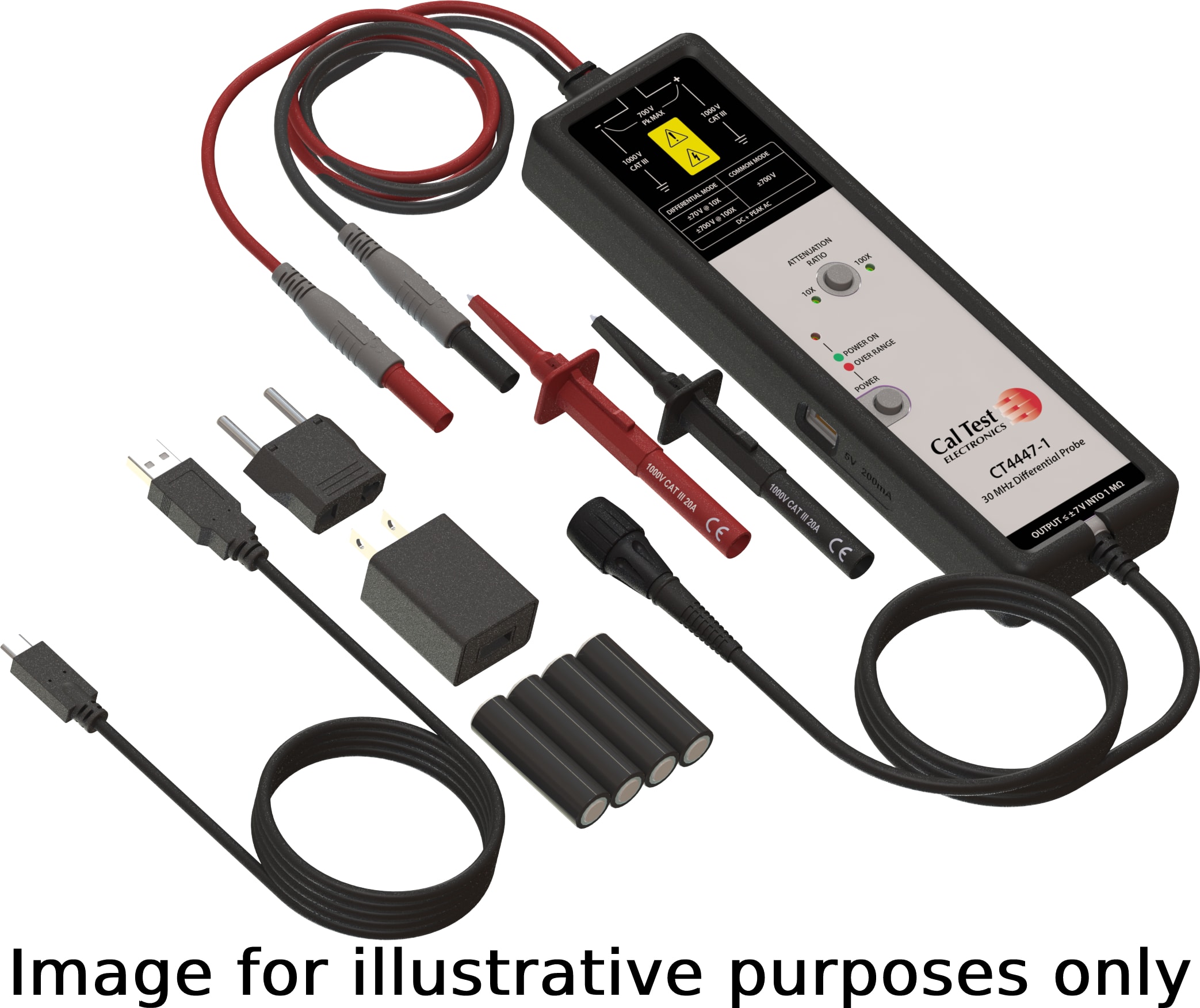 Cal Test CT4447-2 - Differential Probe Kit, 30MHz, 1400V, 20x/200x Attenuation