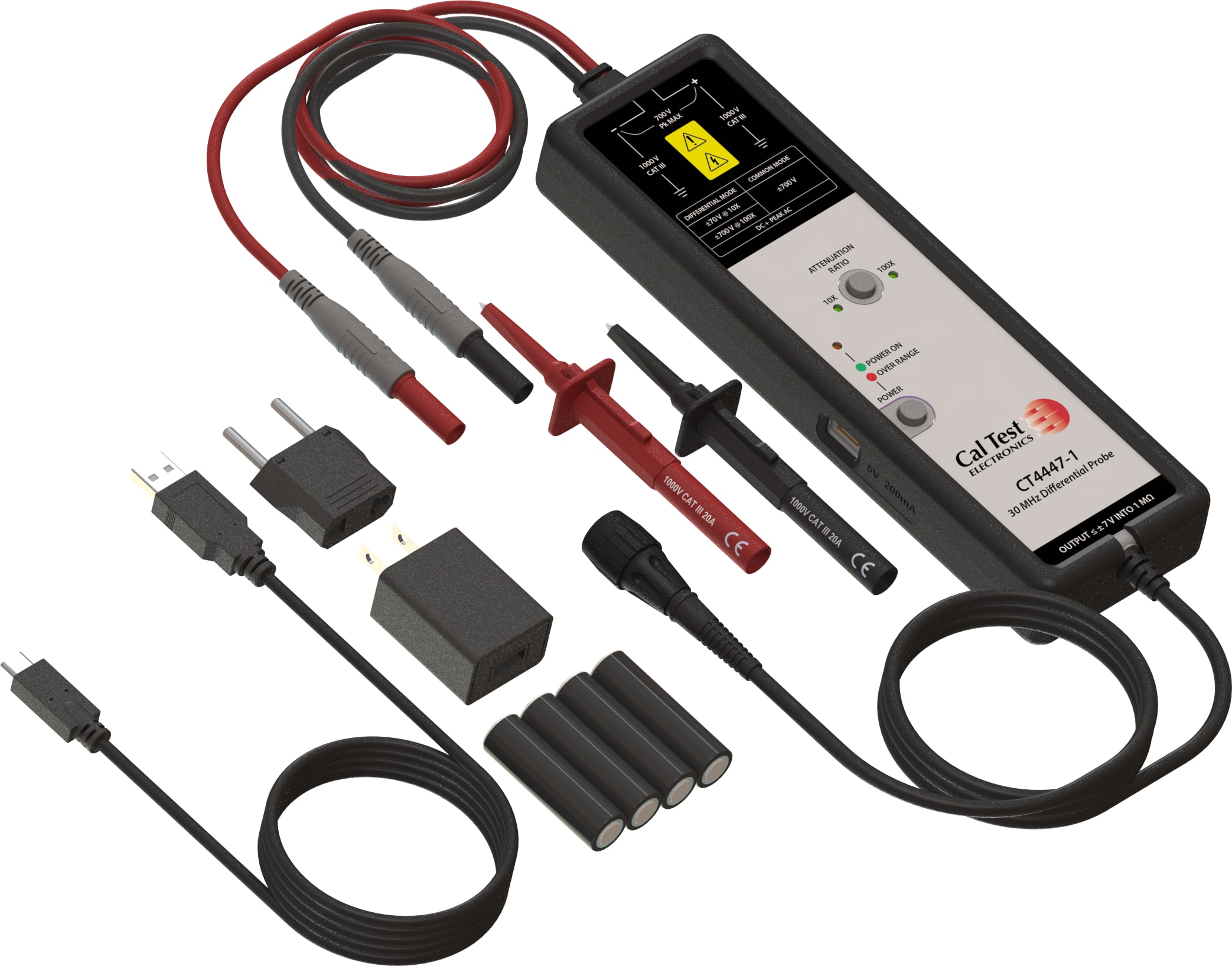 Cal Test CT4447-1 - Differential Probe Kit, 30MHz, 700V, 10x/100x Attenuation