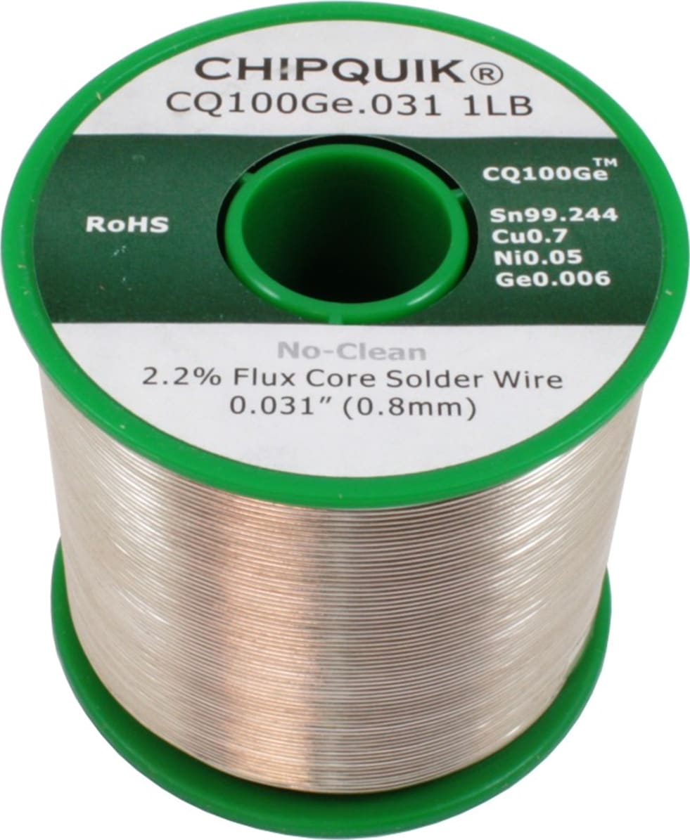 Chip Quik CQ100Ge.031 1LB - Germanium Doped Solder Wire Sn/Cu0.7/Ni0.05/Ge0.006 No-Clean .031 1lb