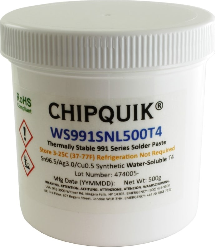 Chip Quik WS991SNL500T4 - Thermally Stable Solder Paste WS (Water-Soluble)