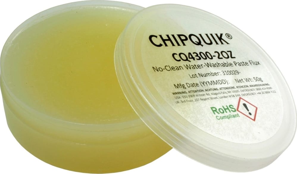 Chip Quik CQ4300-2OZ - No-Clean Water-Washable Paste Flux in 2oz Flat Jar 50 gram