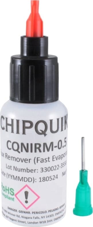 Chip Quik CQNIRM-0.5 - Flux Remover (Fast Evaporating) in 15ml (0.5oz) Squeeze Bottle w/ Tip