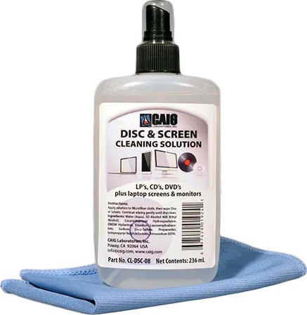 Caig Labs CL-DSC-08 - Disc And Screen Cleaning Solution, Anti-static Formula, Non-residue, 8 oz. Bottle
