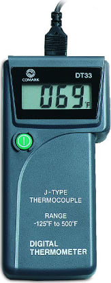 Comark DT33 - Digital Thermometer, TYPE J, W/ATT27, Case