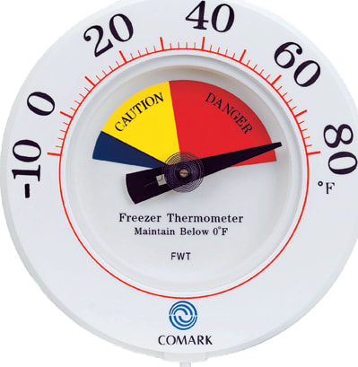 Comark FWT - Freezer Wall Thermometer, 6-IN DIA, Wall Bracket