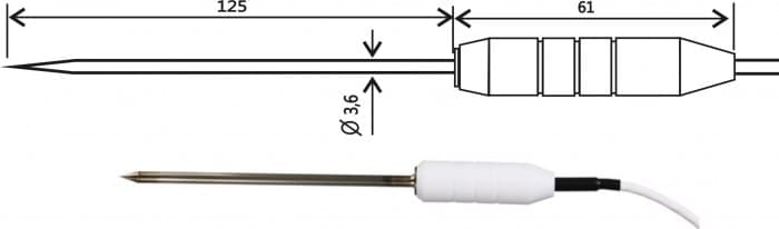 Comet SN147 - Pointed Tip Temperature Probe 2061-250/0 without Connector, 1m Cable