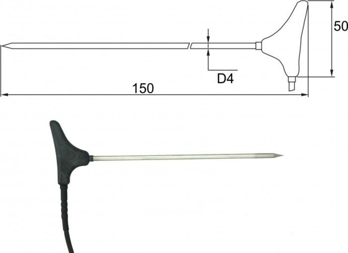 Comet SN211C - Stick-in Probe 2091-250/C, CINCH Connector, Cable 2m