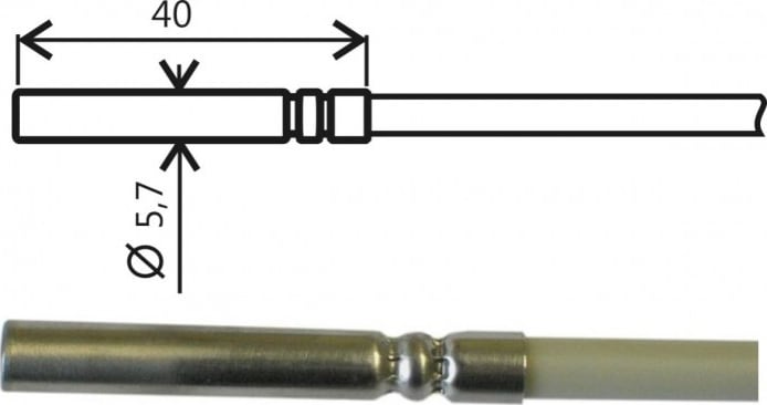 Comet SN187M - Temperature Probe Pt1000TGL40/M, MiniDin Connector, Cable 5m