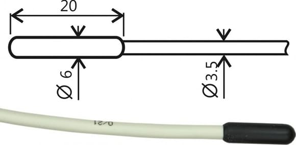 Comet SN203E - Temperature Probe Pt1000TR160/E, ELKA Connector, Cable 15m
