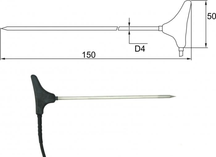 Comet SN211E - Stick-in Probe 2091-250/E, ELKA Connector, Cable 2m