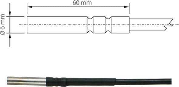 Comet SN234M - Temperature Probe Pt1000TG68/M, MiniDin Connector, Cable 10m