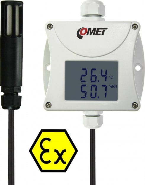 Comet T3111Ex - Intrinsically Safe Humidity and Temperature Transmitter with Cable Probe, Output 4-20mA