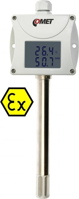 Comet T3113Ex - Intrinsically Safe Humidity and Temperature Duct Transmitter with 4-20mA Output